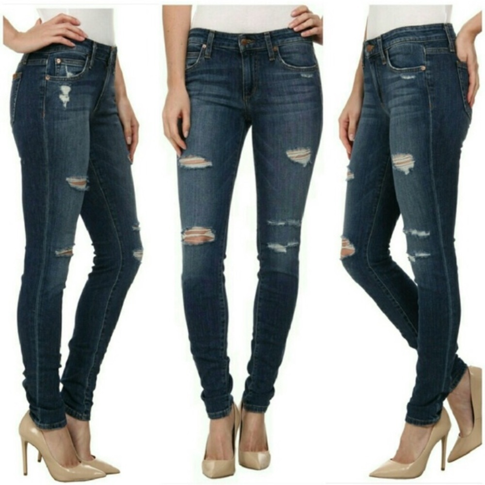 Joe's Jeans Skinny Jeans Icon Seneka Distressed Denim medium wash midrise 25 - Picture 4 of 16